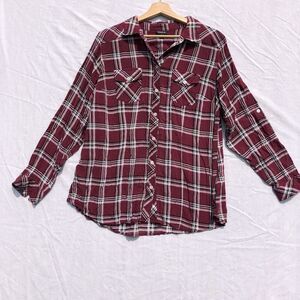 Torrid Purple Black Plaid Button Up Shirt Size 2 Rayon